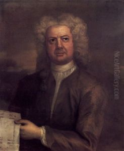 Portrait Of James Gibbs Wearing A Brown Coat, Holding An Architectural Plan by Michael Dahl