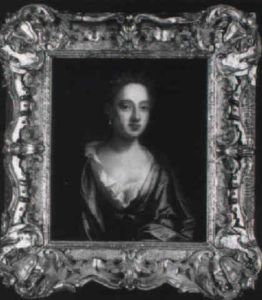 Portrait Of A Lady, Bust Length, In A Brown Dress And Blue Wrap