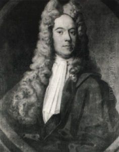 Portrait Of A Gentleman Half Length In Red Coat And Wig