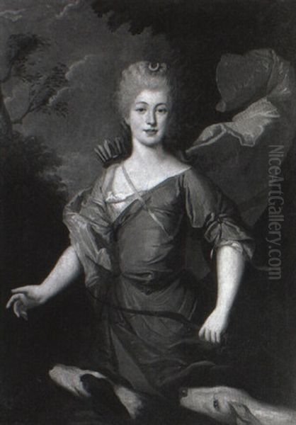 Portrait Of A Lady As Diana Accompanied By Hounds - view 1