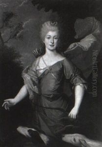 Portrait Of A Lady As Diana Accompanied By Hounds