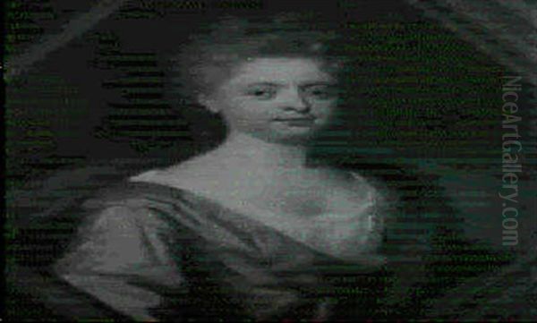 Portrait Of A Lady, Thought To Be The Duchess Of Portland,  Half Length, In A Blue Dress With A Red Wrap - view 1