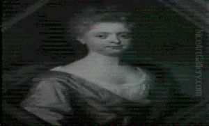 Portrait Of A Lady, Thought To Be The Duchess Of Portland, Half Length, In A Blue Dress With A Red Wrap by Michael Dahl