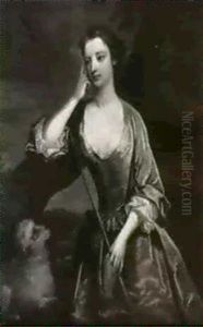 Portrait Of A Lady As A Shepherdess, Three-quarter Length, Leaning Against A Treein A Landscape Portrait Of A Lady As A Shepherdess, Three-quarter Length, Leaning Against A Treein A Landscape