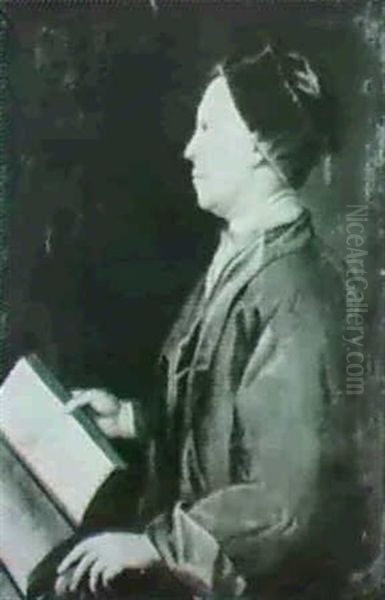 Portrait Of A Naturalist, Seated Half Length In Profile To The Left, Wearing A Blue Coat & Cap, Holding Open Book. - view 1