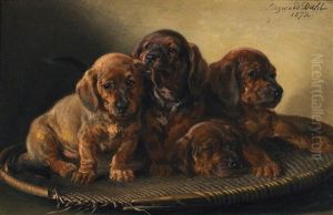 Vier Dackelwelpen by Siegwald Johannes Dahl
