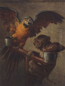 Papagei Und Affe Im Streit by Siegwald Johannes Dahl