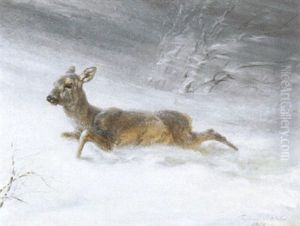 Snelandskab Med Hjort by Siegwald Johannes Dahl