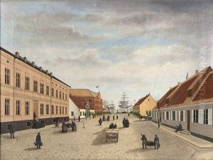 Ystad Med Hamngatans Sodra Del Och Hotel Du Sud, I Fonden Segelfartyg Vid Gamla Skeppsbron