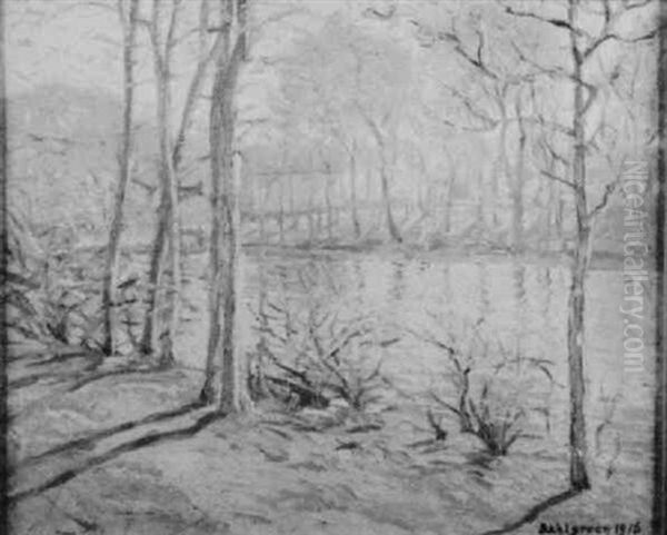River Landscape With Cottage - view 1