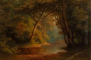 Pond In A Forested Interior by Carl Christian Dahlgren