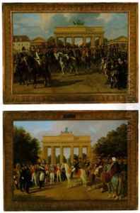 Der Einzug Napoleon Bonapartes, Kaiser Der Franzosen, Am 27. Oktober 1806 Durch Das Brandenburger Tor In Berlin by Heinrich Anton Dahling