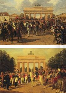 Napoleon Bonaparte, 1st Emperor Of France, Entering The City Of Berlin At The Brandenberg Gate by Heinrich Anton Dahling