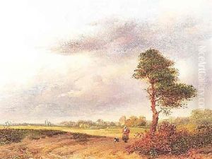 Bauerin Auf Der Landstase Vor Einem Hollandischen Dorf by Jacob Dahmen