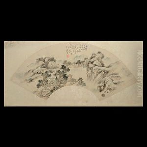An Album Of Twelve Fan Paintings (album W/12 Works) An Album Of Twelve Fan Paintings (album W/12 Works)