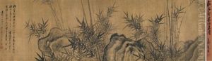 Ink Bamboo And Rock (w/titleslip By Wu Changshuo) by Dai Xi