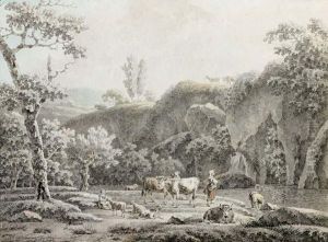 Bergers Et Leur Troupeau Au Bord D'une Riviere by Hendrik van Anthonissen