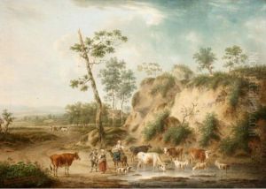 Peasants With A Cattle In An Open Landscape by Hendrik van Anthonissen