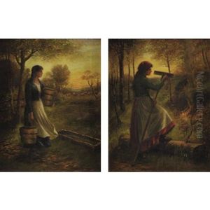 Twilight In The Fields (pair) by Elliot Daingerfield
