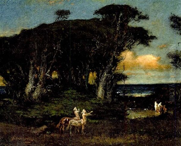 Maidens Bathing With Centaurs Watching - view 1