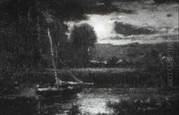 Moon Rising Over A Marsh - view 1