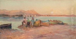 Pecheurs Devant Toulon by Maurice Dainville