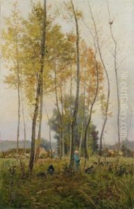 Jeune Femme Dans Le Sous Bois by Maurice Dainville