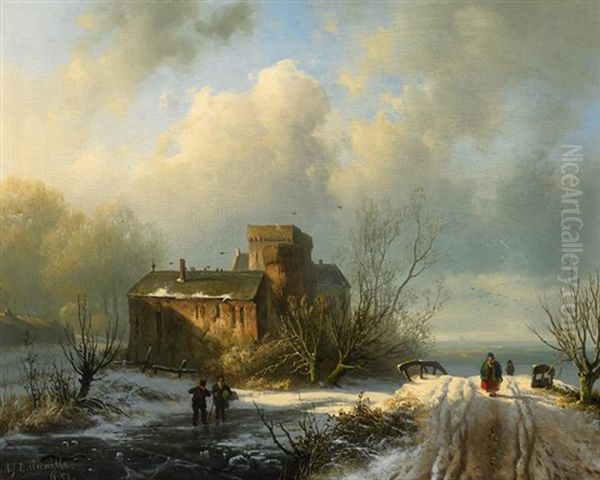 Winterliche Landschaft Mit Figurenstaffage - view 1
