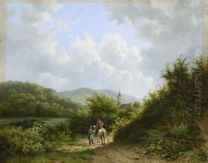Begegnung Auf Dem Weg Am Flussufer