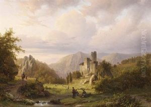 Anglers In A Mountainous Landscape