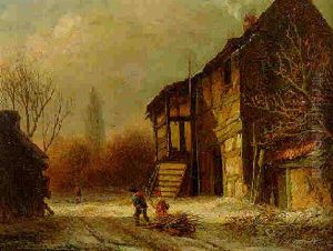 Wood Gatherers On A Snowy Track