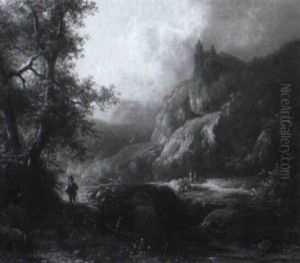 Wanderer Im Gebirgstal by Alexander Joseph Daiwaille