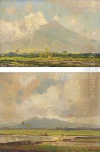 A Pair Of Landscapes by Carel Lodewijk Dake the Younger