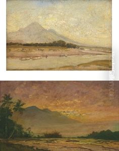 A Pair Of Landscapes by Carel Lodewijk Dake the Younger