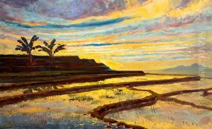 Sawa's Bij Ondergaande Zon by Carel Lodewijk Dake the Younger