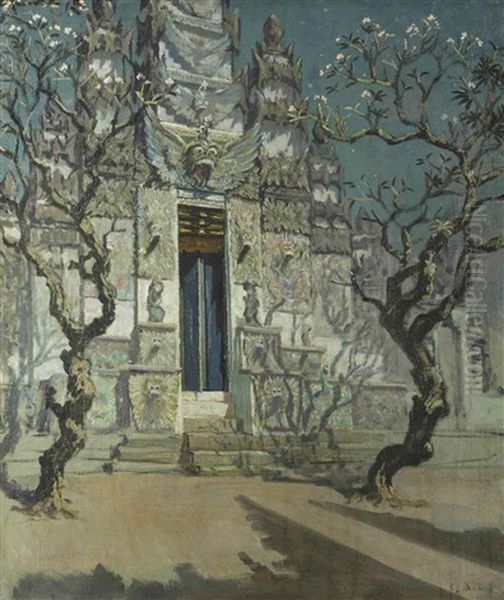 A Moonlit Temple by Carel Lodewijk Dake the Younger