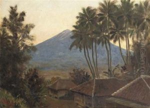 Kampong Near The Vulcano by Carel Lodewijk Dake the Younger