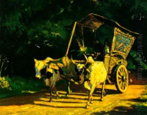 Oxen-drawn Cart On A Sandy Road Oxen-drawn Cart On A Sandy Road