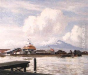 View Of The Harbour Of Semarang With A Lighthouse by Carel Lodewijk Dake the Younger