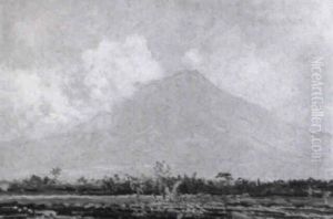 A View Of The Ardjoeno Near Surabaya by Carel Lodewijk Dake the Younger