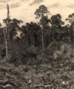 Men Working A Forest by Carel Lodewijk Dake the Younger