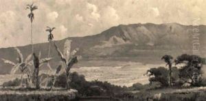 An Extensive Indonesian Landscape With Banana Trees by Carel Lodewijk Dake the Younger