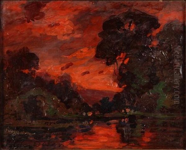 Sunset Beyond A Pool - view 1