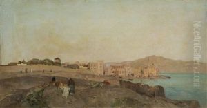 Paesaggio Costiero Con Figure by Eduardo Dalbono