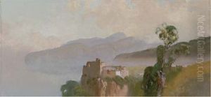 An Old Fortress Overlooking The Sorrentine Coastline by Eduardo Dalbono