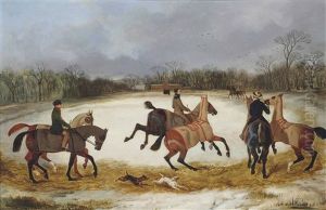 Grooms Exercising Horses In Winter by David of York Dalby