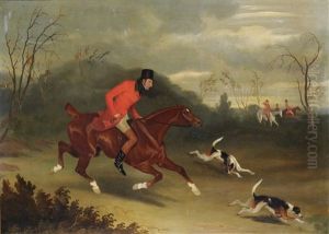 Huntsmen And Hounds In A Landscape, On The Scent Of The Fox by David of York Dalby