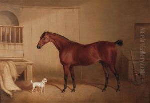Stallinneres Mit Rennpferd Und Hund by David of York Dalby
