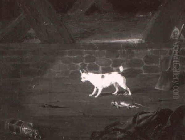 A Terrier Ratting In A Barn - view 1