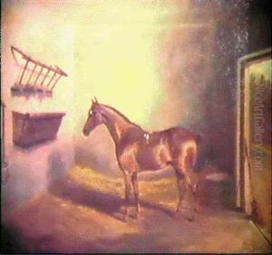A Liver Chestnut In A Loose Box by David of York Dalby